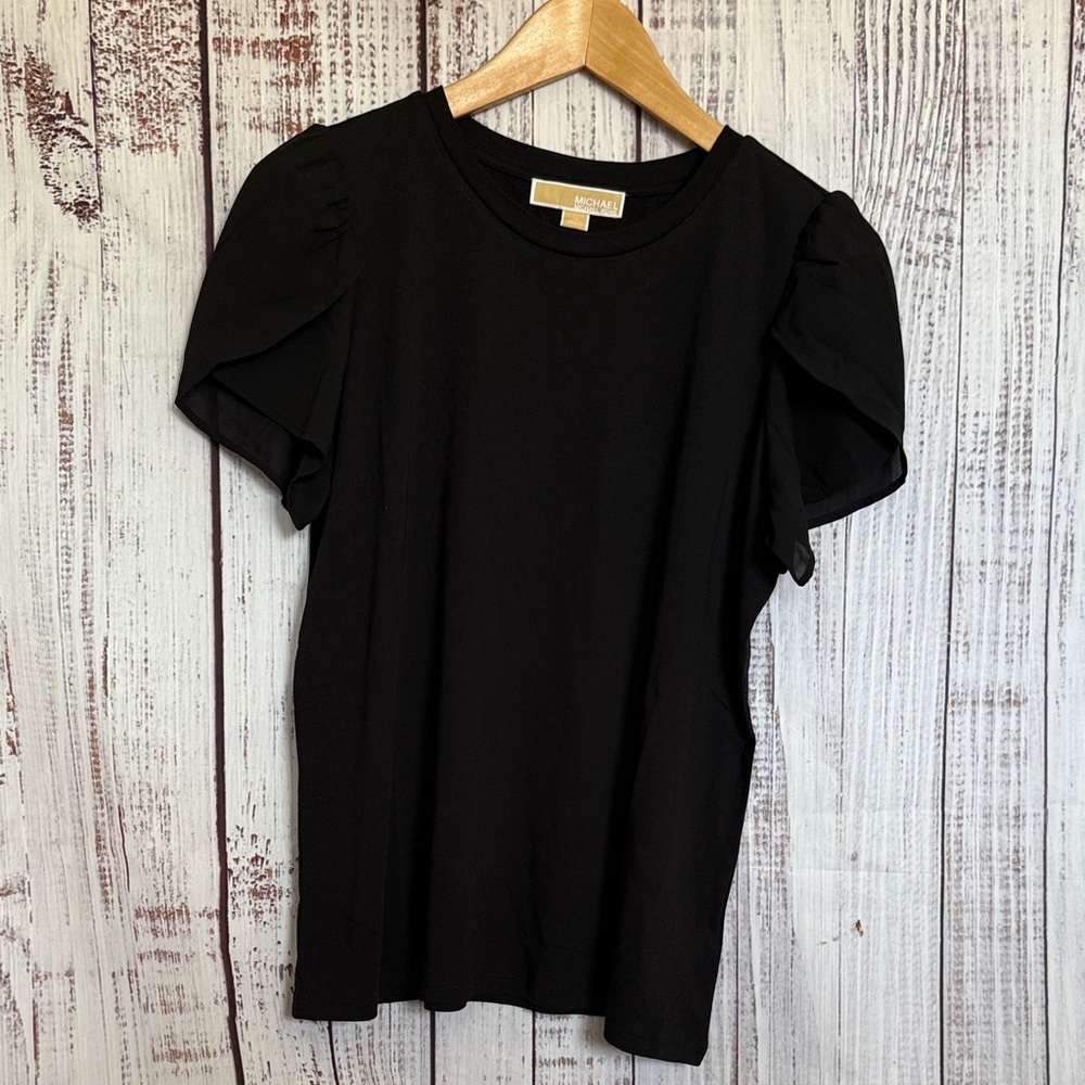 Michael Kors Elegant Black Short Sleeve Top